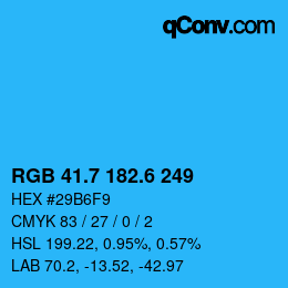 カラーコード: RGB 41.7 182.6 249 | qconv.com