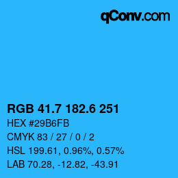 カラーコード: RGB 41.7 182.6 251 | qconv.com