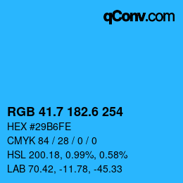 カラーコード: RGB 41.7 182.6 254 | qconv.com