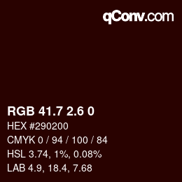カラーコード: RGB 41.7 2.6 0 | qconv.com