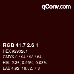 カラーコード: RGB 41.7 2.6 1 | qconv.com