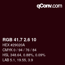 カラーコード: RGB 41.7 2.6 10 | qconv.com