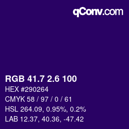 カラーコード: RGB 41.7 2.6 100 | qconv.com
