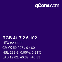 カラーコード: RGB 41.7 2.6 102 | qconv.com