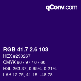 カラーコード: RGB 41.7 2.6 103 | qconv.com