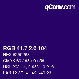 カラーコード: RGB 41.7 2.6 104 | qconv.com