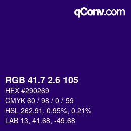 カラーコード: RGB 41.7 2.6 105 | qconv.com