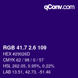 カラーコード: RGB 41.7 2.6 109 | qconv.com