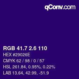 カラーコード: RGB 41.7 2.6 110 | qconv.com