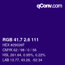 カラーコード: RGB 41.7 2.6 111 | qconv.com