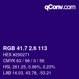 カラーコード: RGB 41.7 2.6 113 | qconv.com