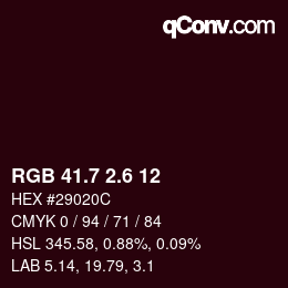 カラーコード: RGB 41.7 2.6 12 | qconv.com