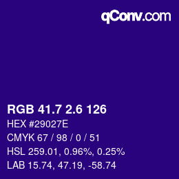 カラーコード: RGB 41.7 2.6 126 | qconv.com