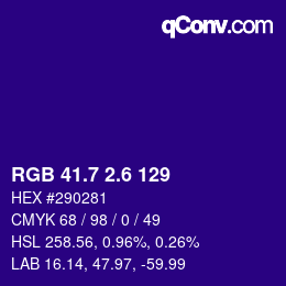 カラーコード: RGB 41.7 2.6 129 | qconv.com
