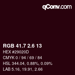 カラーコード: RGB 41.7 2.6 13 | qconv.com