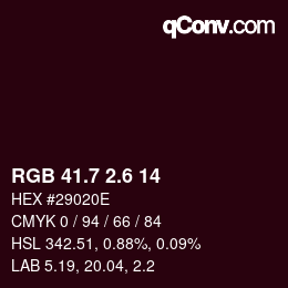 カラーコード: RGB 41.7 2.6 14 | qconv.com