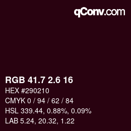 カラーコード: RGB 41.7 2.6 16 | qconv.com