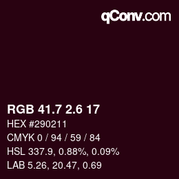 カラーコード: RGB 41.7 2.6 17 | qconv.com