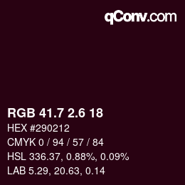 カラーコード: RGB 41.7 2.6 18 | qconv.com