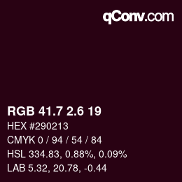 カラーコード: RGB 41.7 2.6 19 | qconv.com