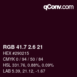 カラーコード: RGB 41.7 2.6 21 | qconv.com