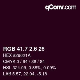 カラーコード: RGB 41.7 2.6 26 | qconv.com