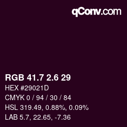 カラーコード: RGB 41.7 2.6 29 | qconv.com