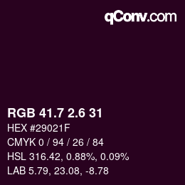 カラーコード: RGB 41.7 2.6 31 | qconv.com