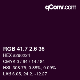 カラーコード: RGB 41.7 2.6 36 | qconv.com
