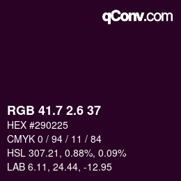 カラーコード: RGB 41.7 2.6 37 | qconv.com