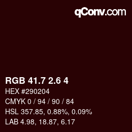 カラーコード: RGB 41.7 2.6 4 | qconv.com