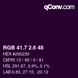 カラーコード: RGB 41.7 2.6 48 | qconv.com