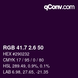 カラーコード: RGB 41.7 2.6 50 | qconv.com