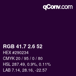 カラーコード: RGB 41.7 2.6 52 | qconv.com