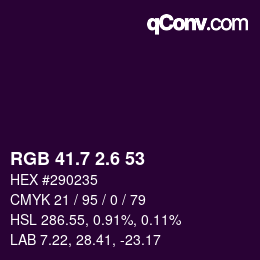 カラーコード: RGB 41.7 2.6 53 | qconv.com