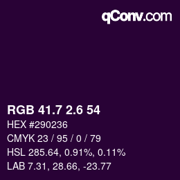 カラーコード: RGB 41.7 2.6 54 | qconv.com