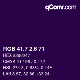 カラーコード: RGB 41.7 2.6 71 | qconv.com