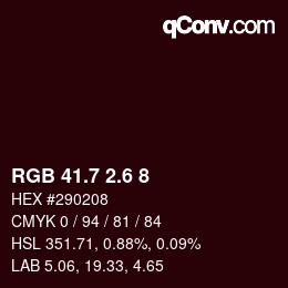 カラーコード: RGB 41.7 2.6 8 | qconv.com