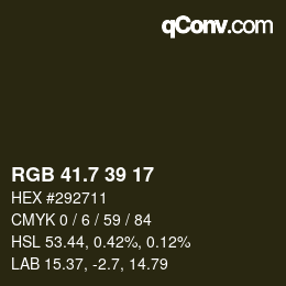 カラーコード: RGB 41.7 39 17 | qconv.com