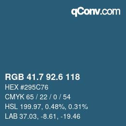 カラーコード: RGB 41.7 92.6 118 | qconv.com