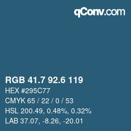 カラーコード: RGB 41.7 92.6 119 | qconv.com