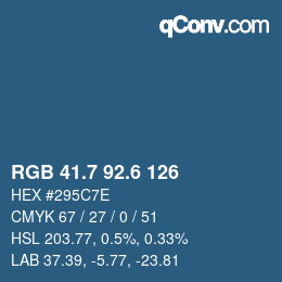 カラーコード: RGB 41.7 92.6 126 | qconv.com
