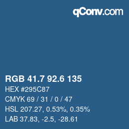 カラーコード: RGB 41.7 92.6 135 | qconv.com