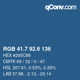 カラーコード: RGB 41.7 92.6 136 | qconv.com