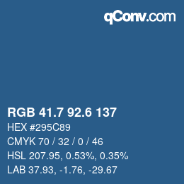 カラーコード: RGB 41.7 92.6 137 | qconv.com