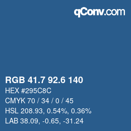カラーコード: RGB 41.7 92.6 140 | qconv.com