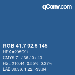 カラーコード: RGB 41.7 92.6 145 | qconv.com