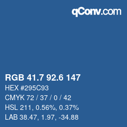カラーコード: RGB 41.7 92.6 147 | qconv.com