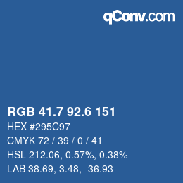 カラーコード: RGB 41.7 92.6 151 | qconv.com