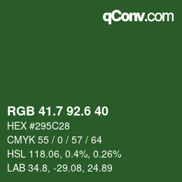 カラーコード: RGB 41.7 92.6 40 | qconv.com